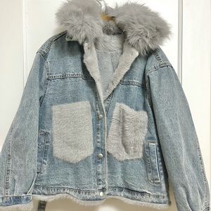 Yesstyle fur trim denim jacket